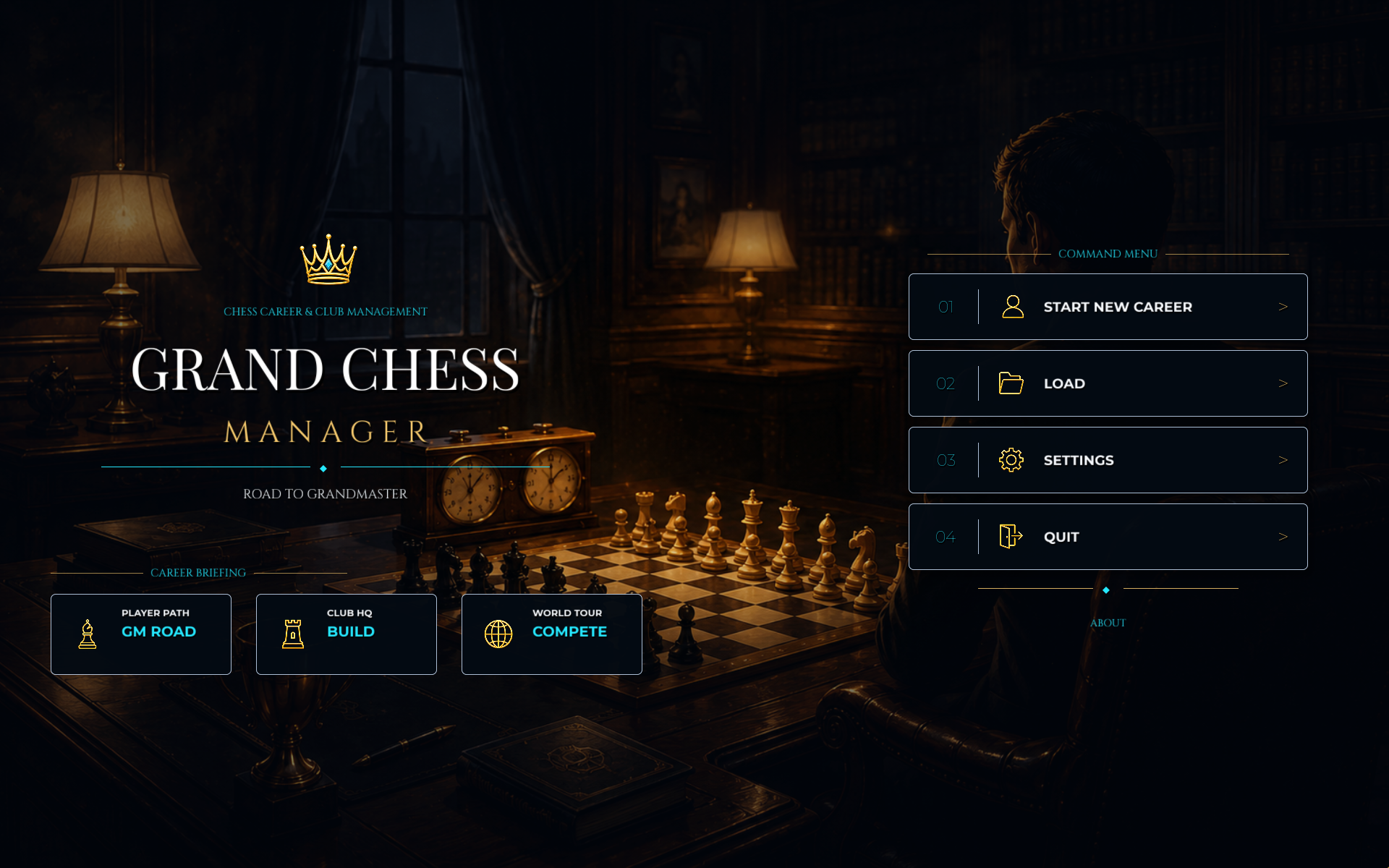 Grand Chess Manager main menu screen